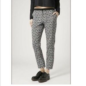Topshop Gray Black Paisley Ankle Cigarette Pants